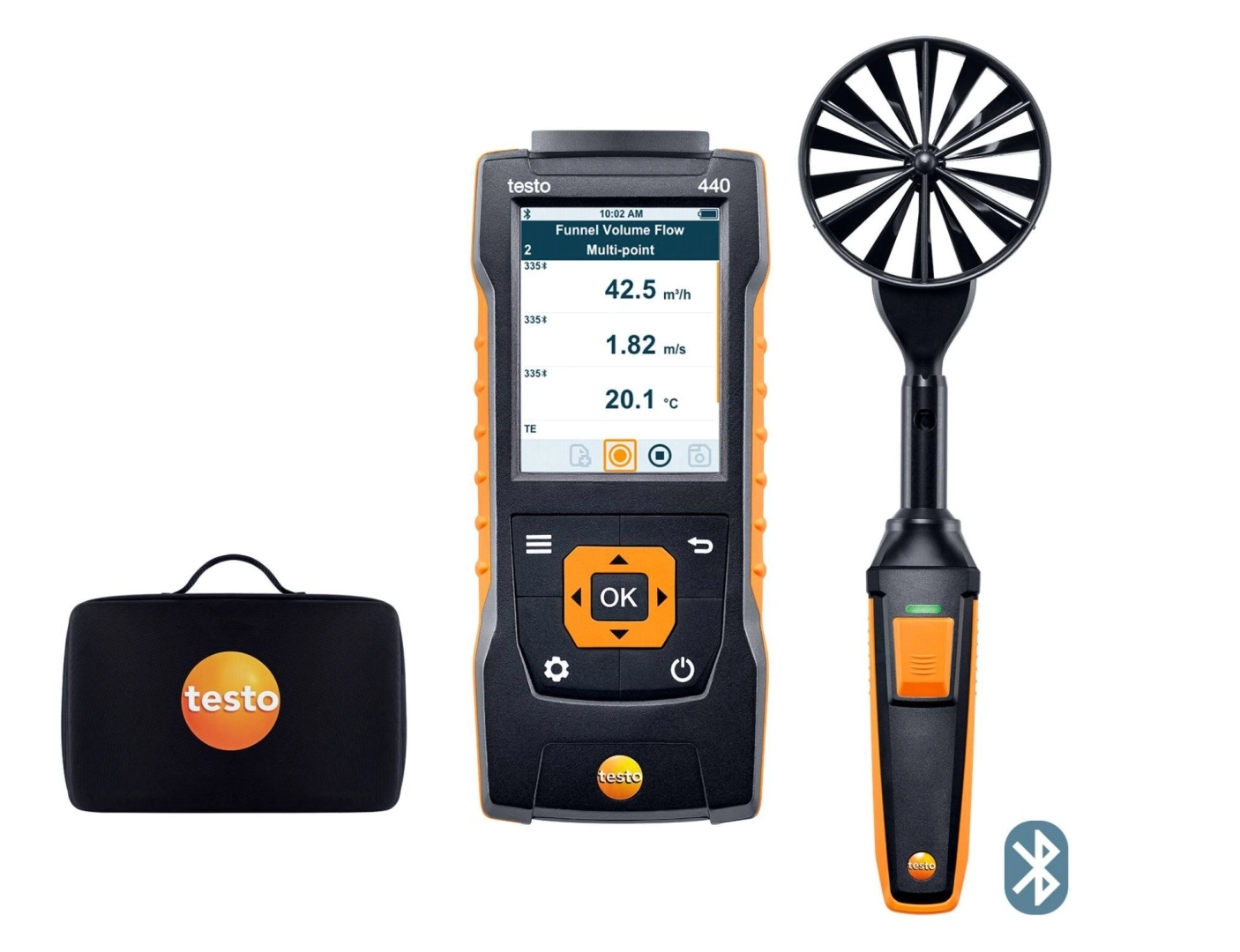Set de molinete de 100 mm testo 440 con Bluetooth