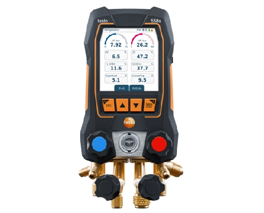 Producto Analizador de refrigeración testo 558s - Analizador digital con bloque de válvulas de 4 vías y pantalla táctil estilo smartphone